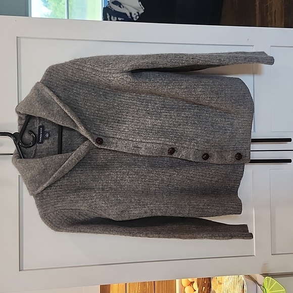 Lands End womens 100% Grey, button up Wool sweater cardigan size XL - Picture 5 of 7